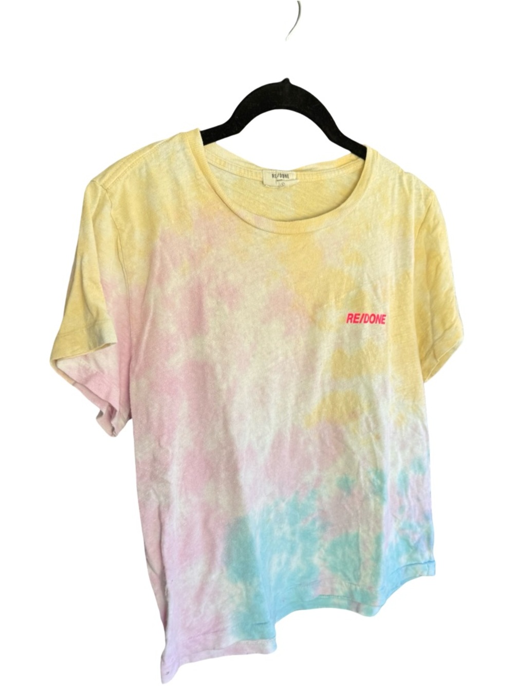 Re/Done Classic Tee Pastel Tie Dye Logo T-Shirt Size Small 100% Cotton